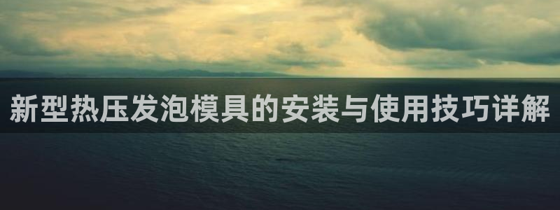 emc32软件:新型热压发泡模具的安装与使用技巧详解